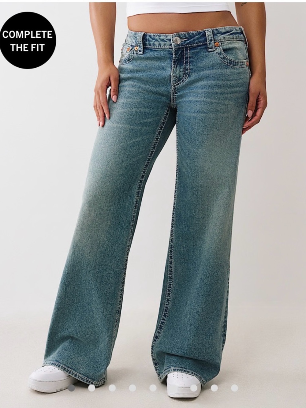 True Religion baggy  and low Women's Jeans in Faded Blue